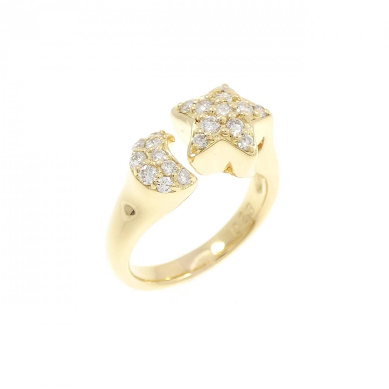 K18YG スター×ムーン ダイヤモンド ピンキー リング 0.23CT