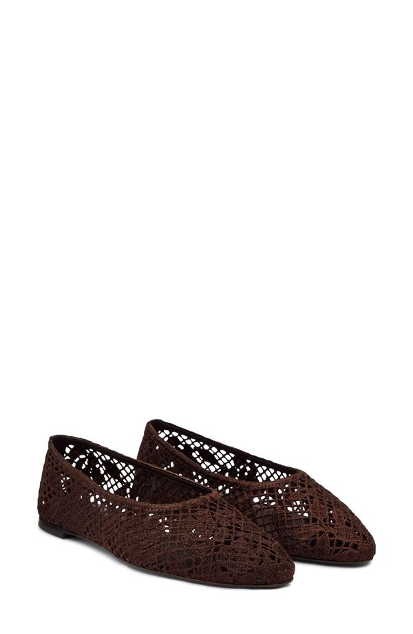リフォーメーション レディース シューズ パンプス Reformation Pllar Flat Dark Chocolate Floral Crochet チョコレート