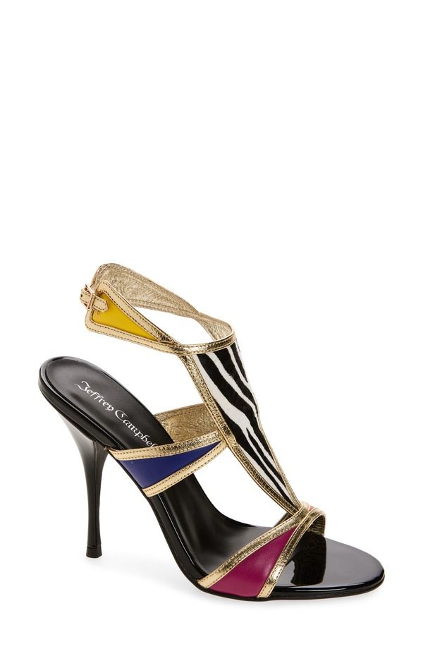 ジェフリー キャンベル レディース シューズ ヒール サンダル アンクル Jeffrey Campbell Kaleido Ankle Strap Sandal Gold Zebra Multi ゴールド