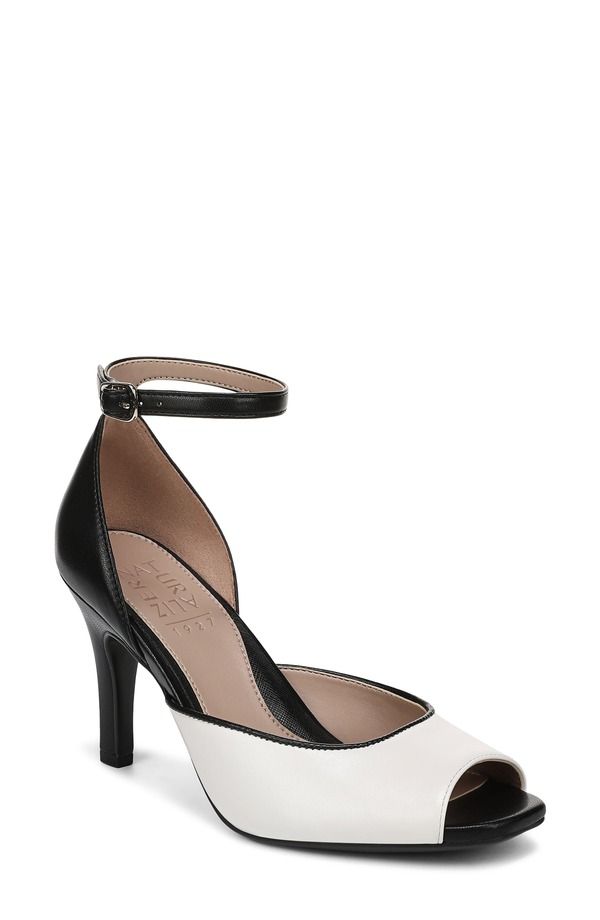 ナチュライザー レディース シューズ ヒール アンクル Naturalizer Ashankle Strapeep Toe Pump Warm WhiteBlack ホワイト