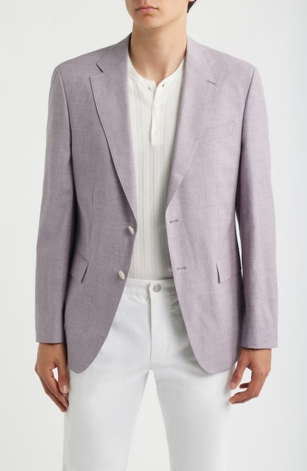 ボス メンズ アウター コート ウール BOSS Huston Virgin Wool Blend Sportcoat Light Pastel Purple パープル