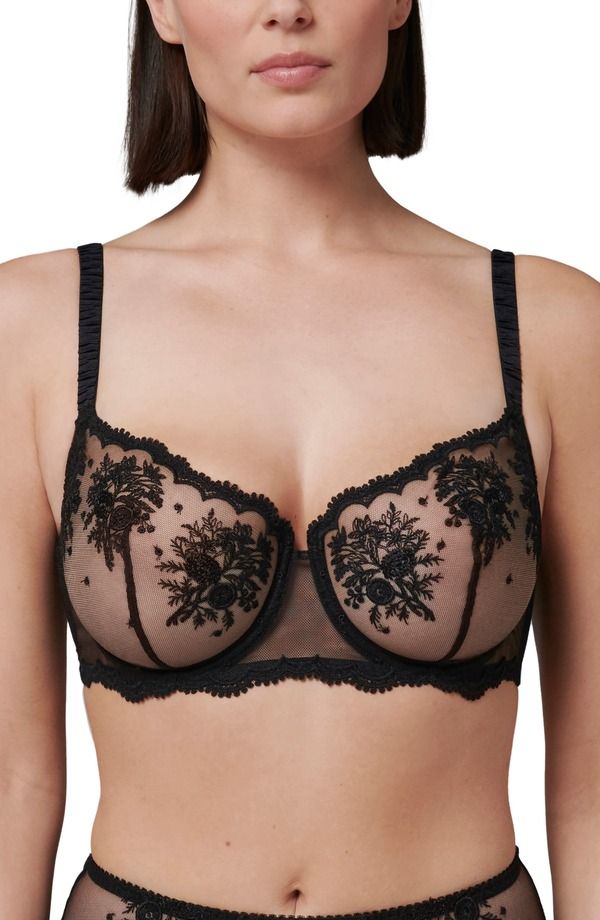 シモーヌペレール レディース アンダーウェア ブラジャー シアー Simone Perele Intrigue Sheer Underwire Demi Bra Black ブラック