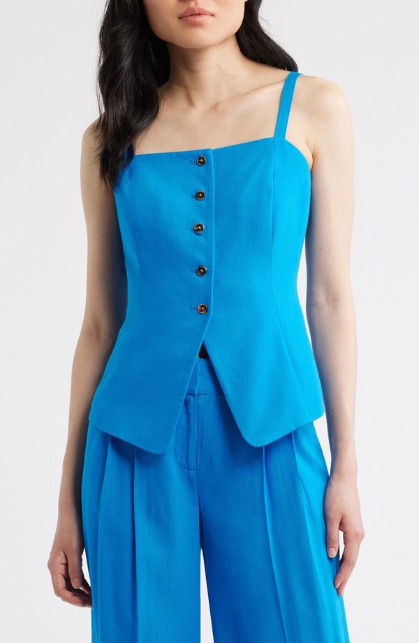 タハリエーエスエル レディース トップス シャツ ノースリーブ Tahari ASL Cutaway Sleeveless Top Blue Jewel ブルー