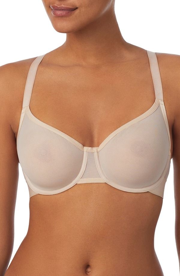 ダナ キャラン ニューヨーク レディース アンダーウェア ブラジャー メッシュ シアー DKNY Sheer Mesh Unlined Bra Cashmere