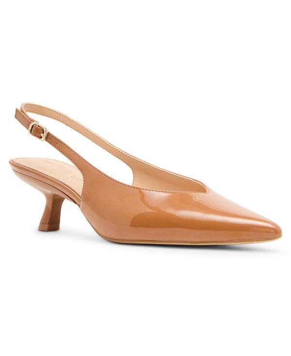 マッデンガール レディース シューズ パンプス ヒール Madden Girl Kitten Slingback PointedToe KittenHeel Pumps Camel Patent キャメル