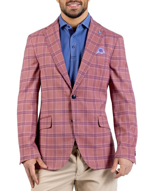 テーラーバード メンズ アウター ジャケット・ブルゾン コート Tailorbyrd Mens Melange Shadow Plaid Sport Coat Sunwashed red レッド
