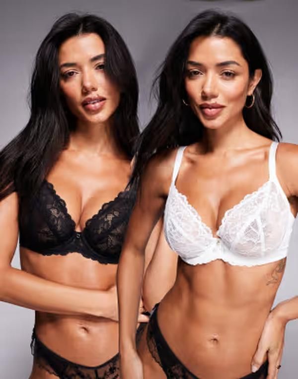 アンサマーズ レディース アンダーウェア ブラジャー レース Ann Summers Fuller Bust Sexy Lace 2pack unpadded bras and Assorted ホワイト