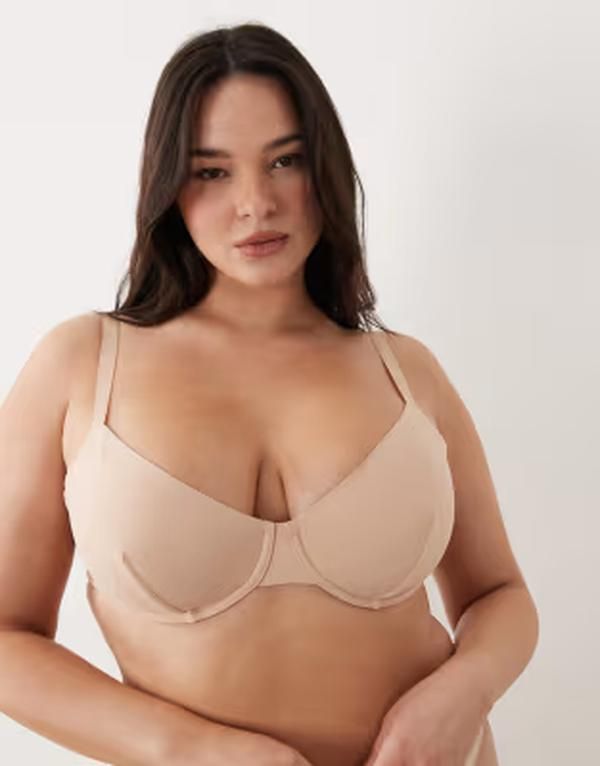 エイソス レディース アンダーウェア ブラジャー ASOS Curve ASOS DESIGN Curve Carla smoothing underwire bra BEIGE ベージュ