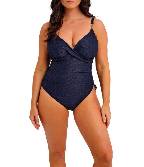 ファンタジー レディース トップス ワンピース Fantasie Azores Texture Bra Cup Size Plunge One Piece Swimsuit Midnight