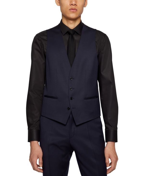ヒューゴボス レディース アウター コート Hugo Boss BOSS Mens SingleBreasted Waistcoat Dark Blue ブルー