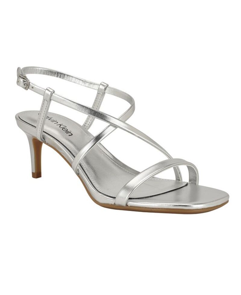 カルバンクライン レディース シューズ サンダル Calvin Klein Womens Ishaya Strappy Low Stiletto Sandals Silver シルバー