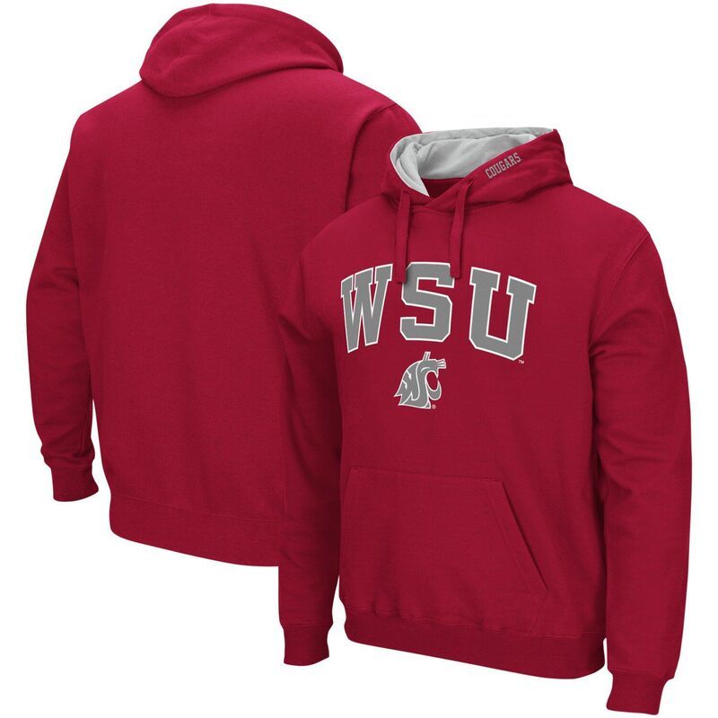 コロシアム レディース トップス Tシャツ ロゴ パーカー Mens Colosseum Crimson Washington State Cougars Arch Logo 30 Pullover Hoodie Wsc Red レッド