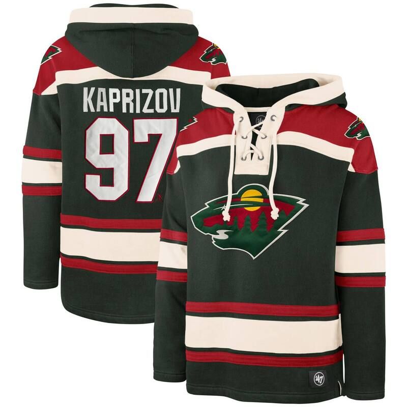 アンブランデッド メンズ トップス Tシャツ レース パーカー Unbranded Mens 47 Kirill Kaprizov Green Minnesota Wild Player Name Number Lacer Pullover Hoodie Wl