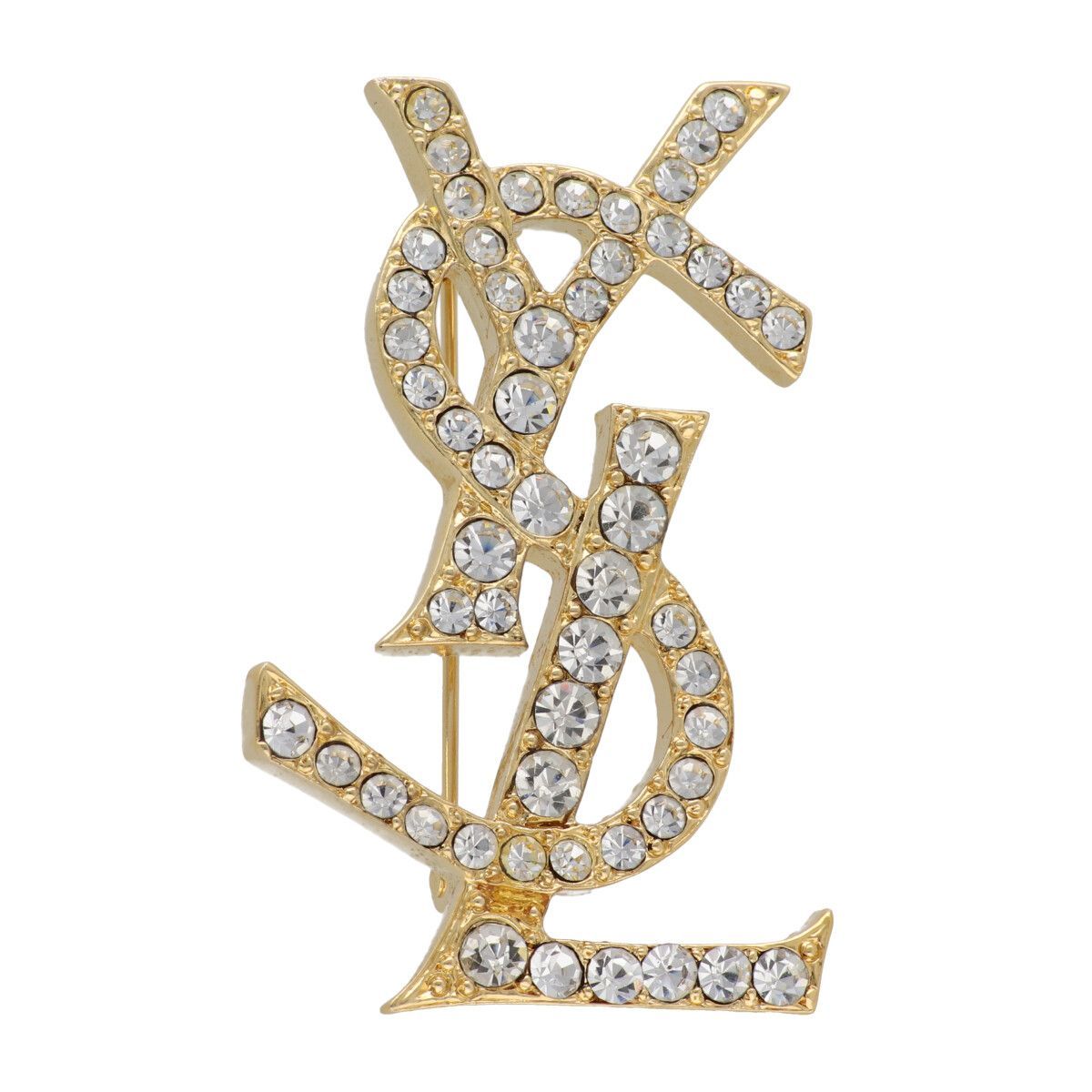 中古】 Saint Laurent サンローラン ブローチ ブローチ YSLロゴ ライン