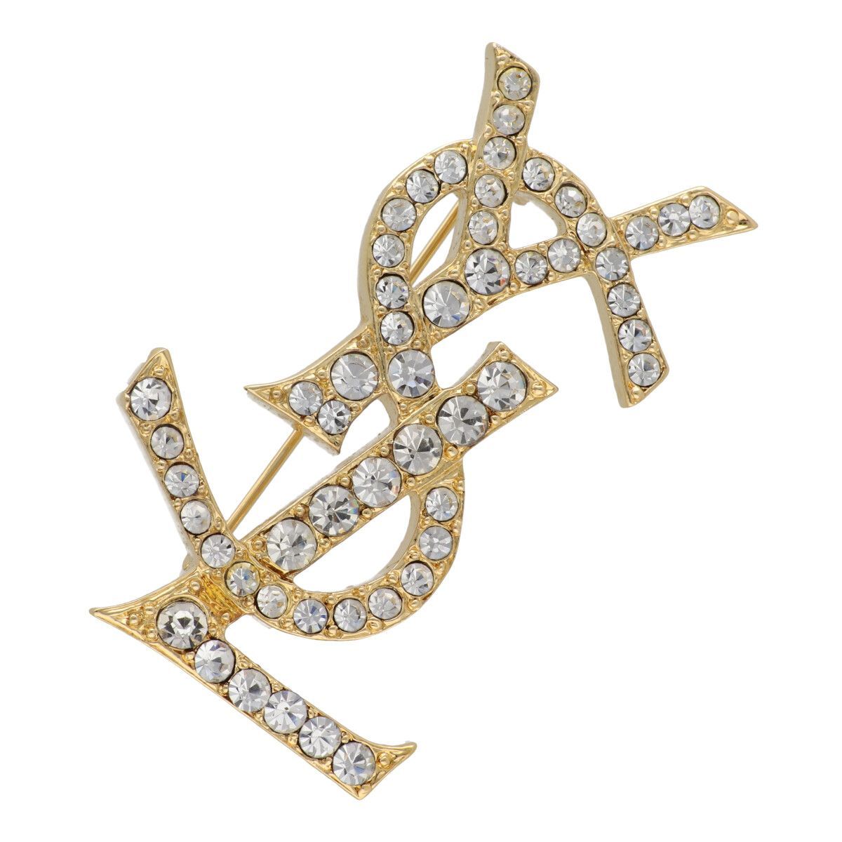 中古】 Saint Laurent サンローラン ブローチ ブローチ YSLロゴ ライン