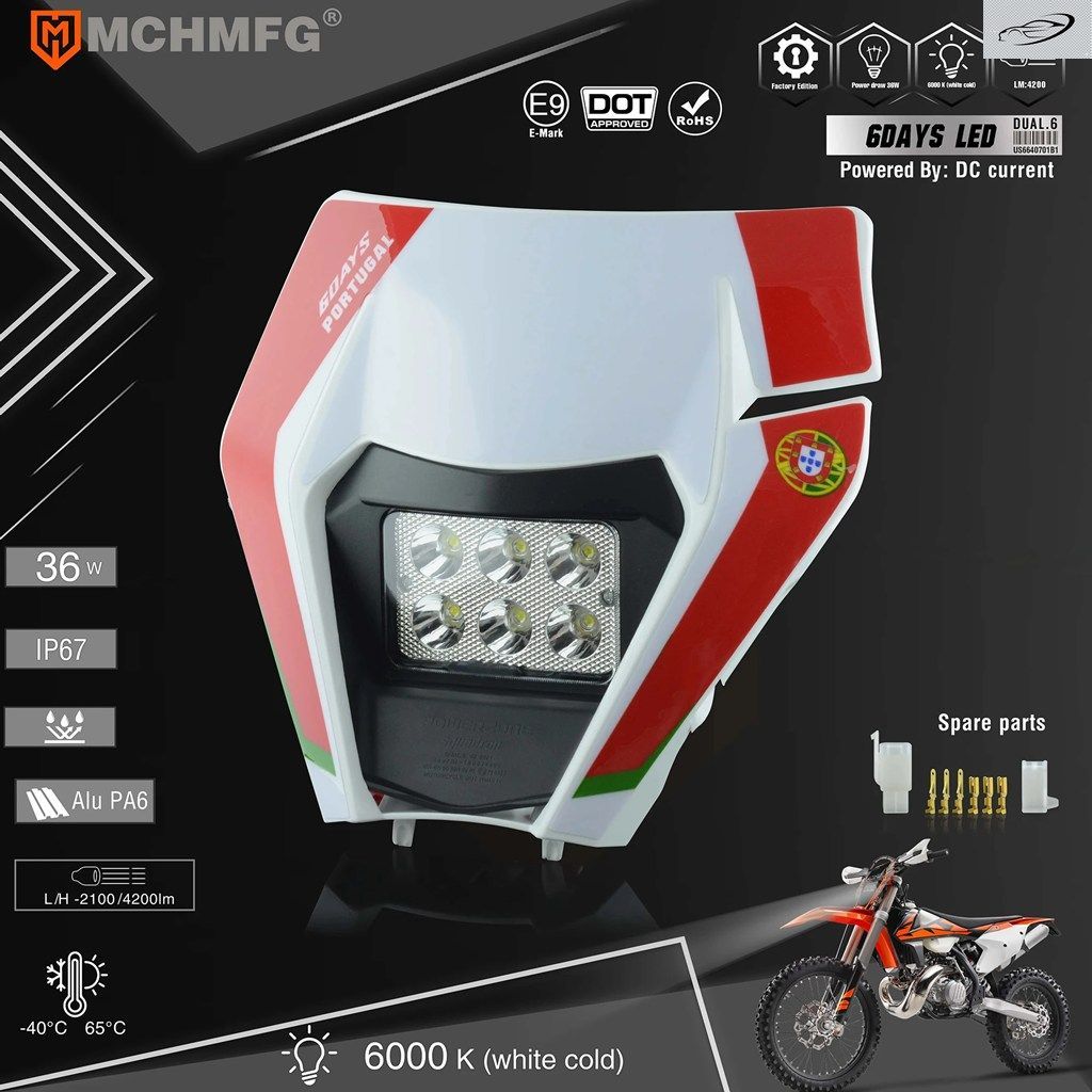 オートバイ用LEDヘッドライト、ヘッドランプ、ヘッドライト、スーパーモトフェアリング、KTM EXC SXF MX、ダートバイク、エンデューロ用LED