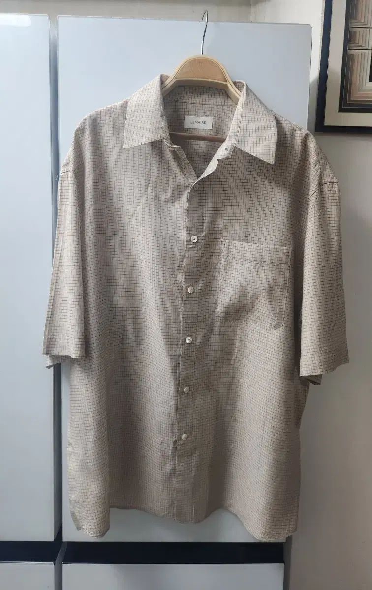 ルメール CHECK 半袖 シャツ ベージュ
