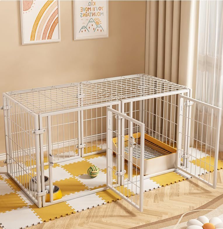 ペットフェンス 中型犬 小型犬用 折りたたみ可能 ドア付き 70×80×140cm ホワイト 金属製 6パネル 連結可能 室内外兼用 組立簡単 犬ゲージ ドッグサークルmt 76122d72