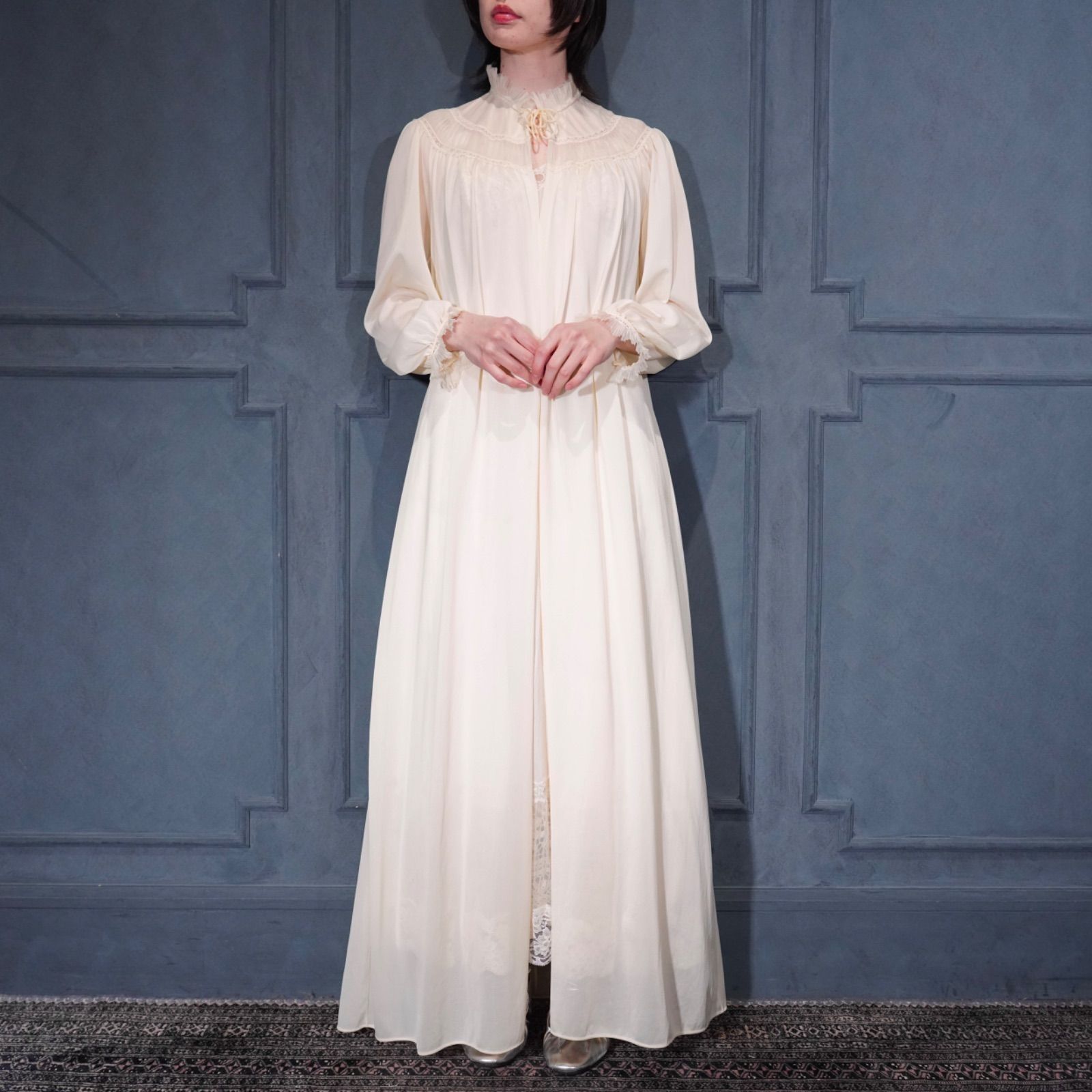 50's USA VINTAGE Carter's DU PONT LACE DESIGN SHEER NIGHTY DRESS GOWN/50年代アメリカ古着レースデザインシアーナイティドレスガウン