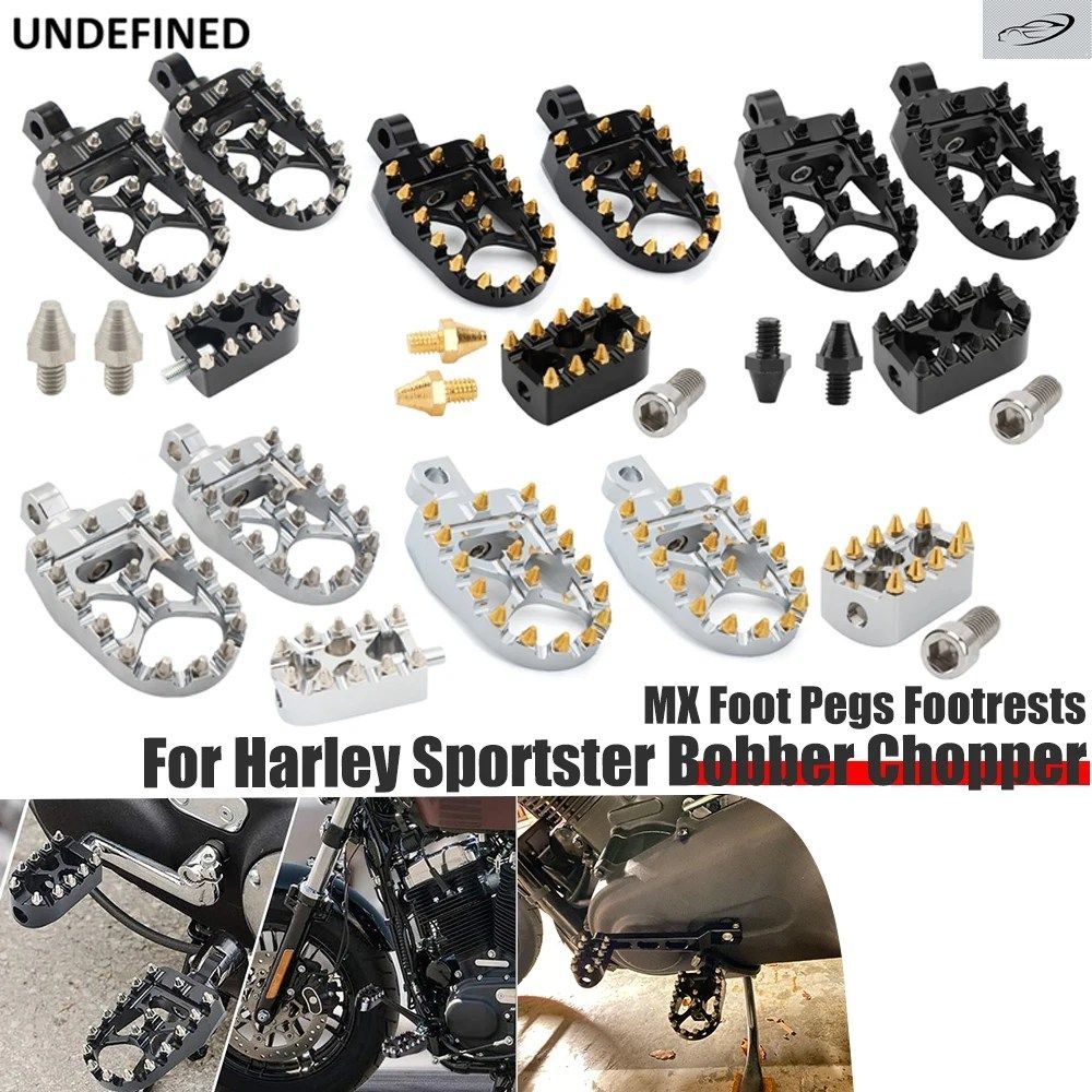 オートバイ用フットペグ MX ワイドファットフットレスト ペダル シフトペグ付き ハーレー スポーツスター 1200 ダイナ ストリートボブ