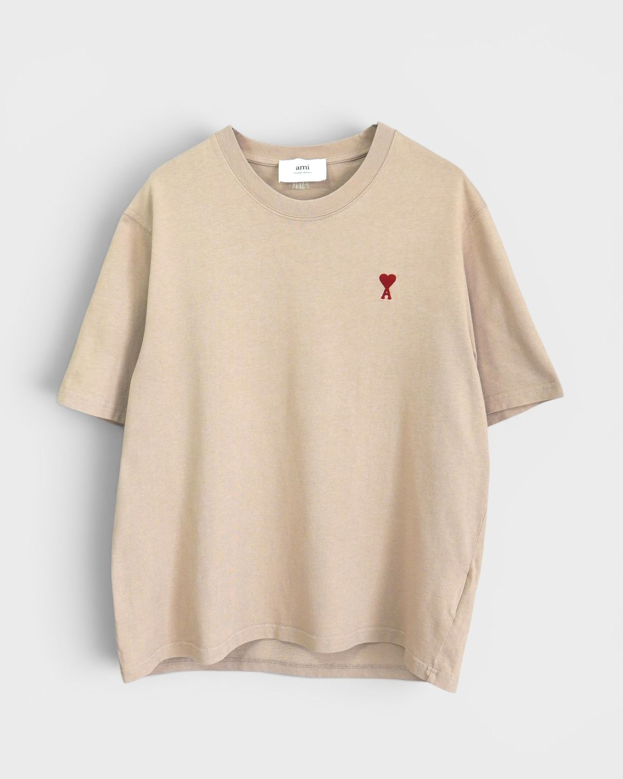 アミパリ アミ パリス ハートロゴ Tシャツ ベージュ S メンズ レディース