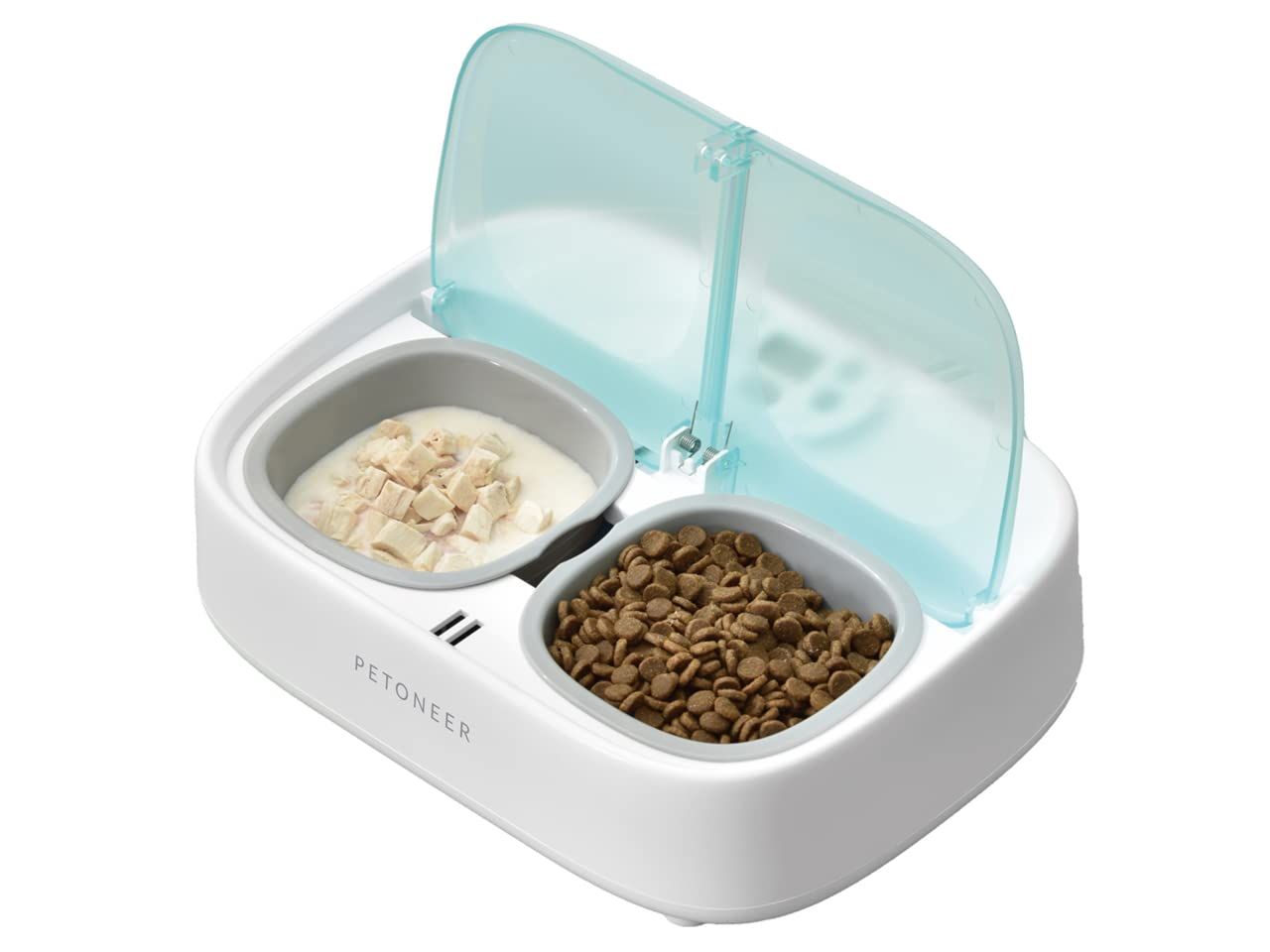Petoneer Two-Meal Feeder【トゥーミールフィーダー】 安心の国内サポート 付き PF003 ペット用 自動給餌器 ウェットフード対応 Bluetooth 犬猫お留守番対策 お手入れ簡単 自動餌やり機 ペット用品 保冷剤m e069efad