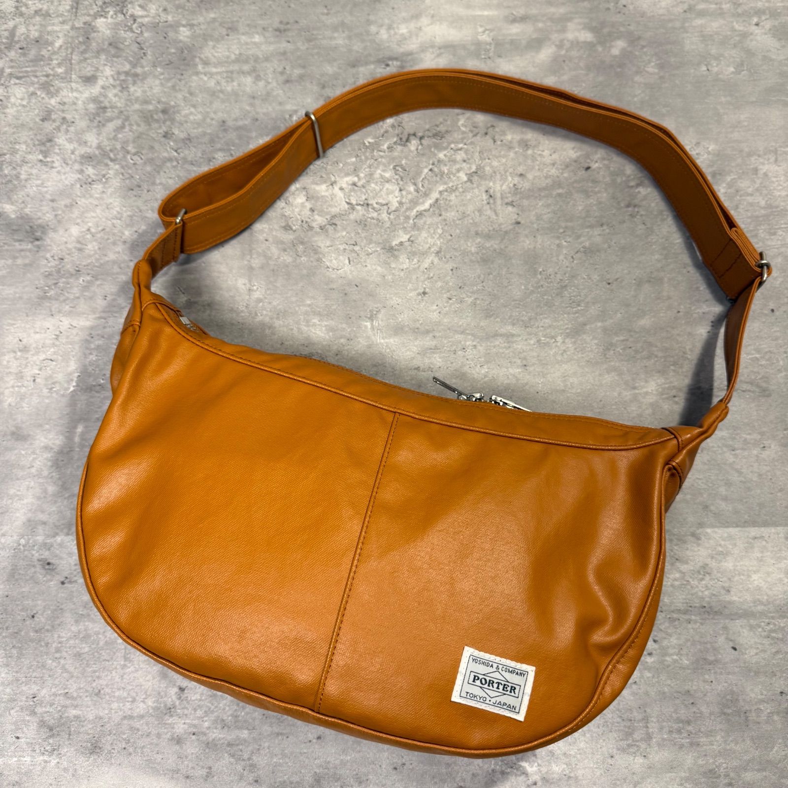 PORTER ポーター フリースタイル ショルダーバッグ ワンショルダー キャメル レザー調 吉田カバン 極美品 FL-1055