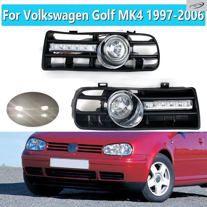 1ペアの自動車用LEDデイタイムランニングライトフォグランプゴルフ4ライトヘッドライトフォグライトVWゴルフMK4 1997-2006