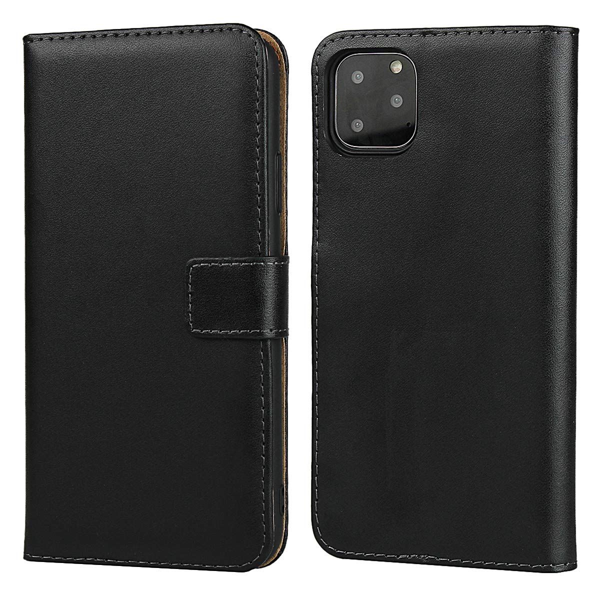 Brand New Pelanty for iPhone 11 Pro Case, Notebook Type, 5.8 inch, Genuine Leather (Recycled Leather), Cell Phone Cover, Stand Function, Card Storage, iPhone 11 Pro Smartphone Case, Full Protection, Shock Resistant, Dustproof, Black