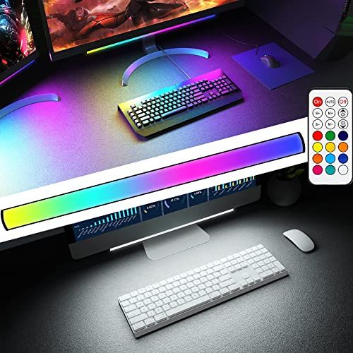 Under Monitorライトバー、RGBICスクリーンバーライトデスクランプコンピューター、ダイナミックレインボーエフェクト付き調光可能LED、ゲーミングUSB電源、リモートコントロールの色変更、調整可能な明るさと速度 国内発送 1dedc0eb