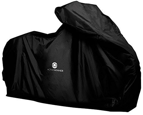 R◆ACTIVE WINNER バイクカバー 丈夫な厚手生地 撥水 UVカット 風飛び防止 鍵穴付 黒 (4Lサイズ)