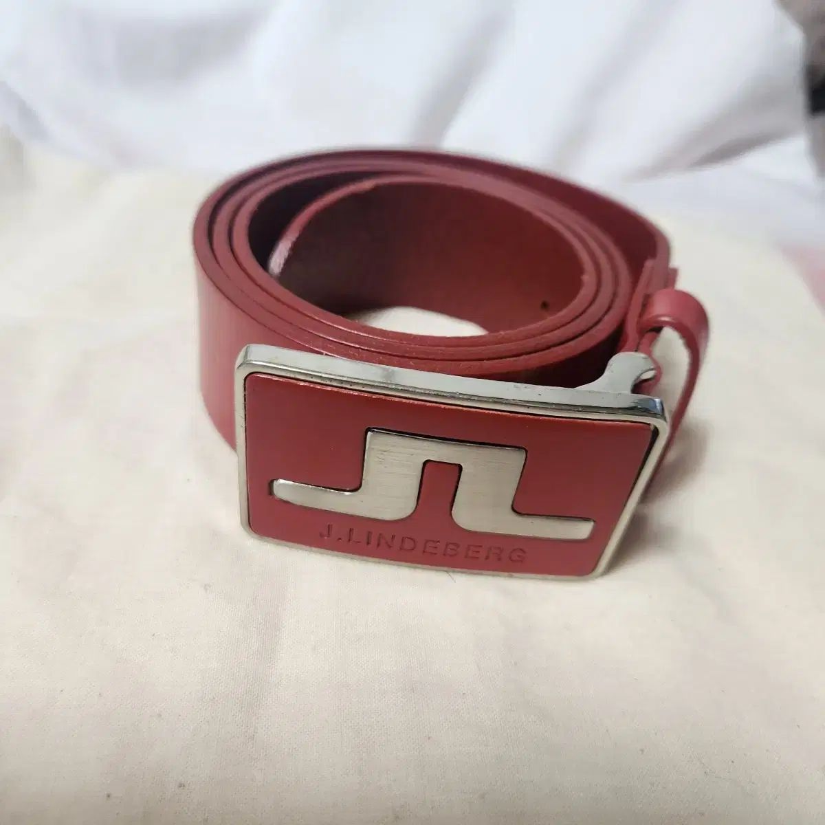 J リンドバーグ ベルト レッド 32インチ 37インチ パンチング