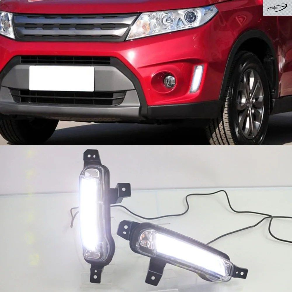 1セット VITARA 2015 - 20 車用 LED デイタイムランニングライト DRL フォグランプ イエローターンシグナル付き