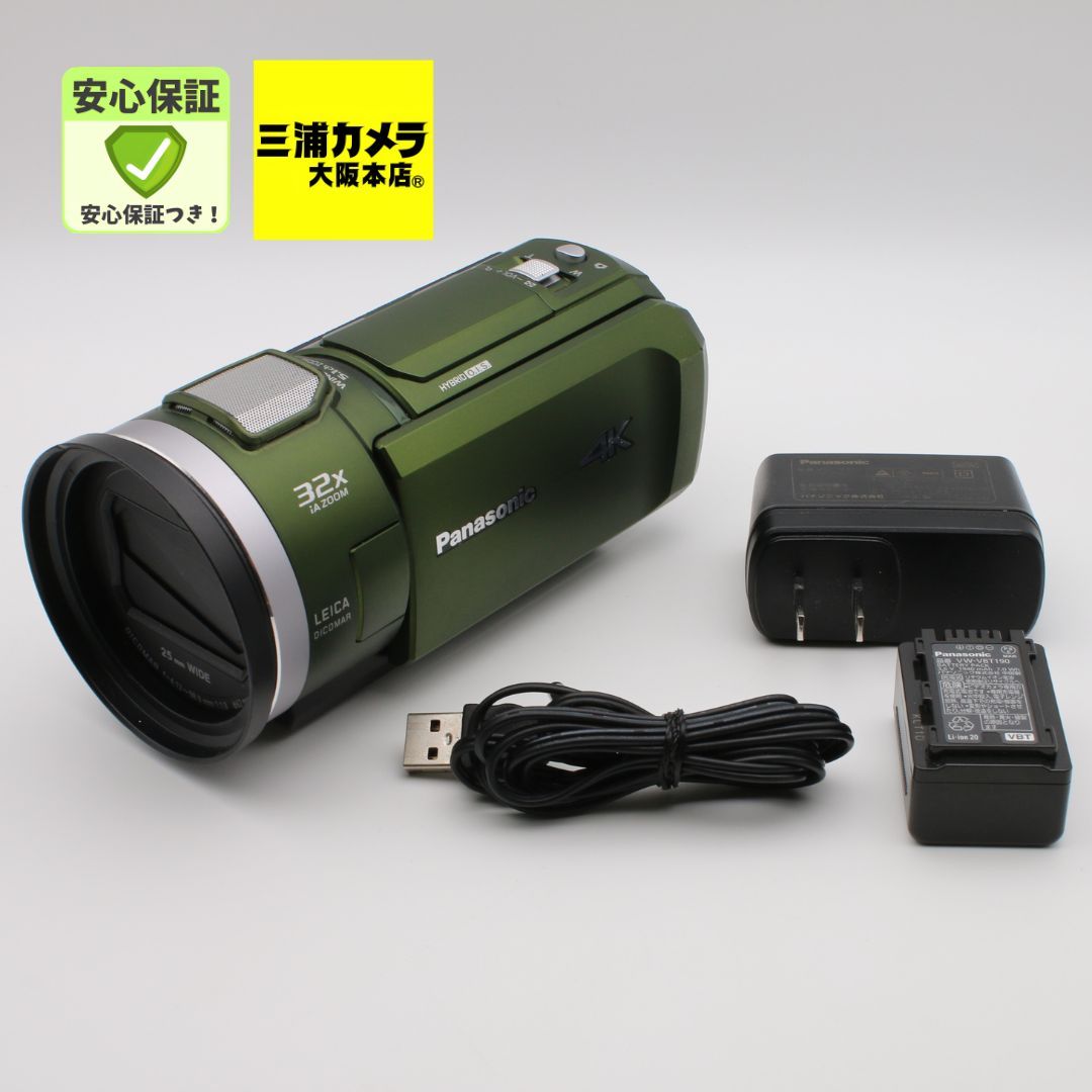 【極上品】 Panasonic HC-VX2M-G フォレストカーキ 64GB 光学24倍ズーム 4K ビデオカメラ #084VV05147