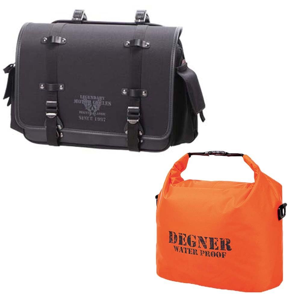 新品 デグナー (DEGNER) ミリタリーテイストナイロンサドルバッグ & 防水インナーバッグ セット商品 NB-132 & NB-202 (ブラック) (オレンジ)
