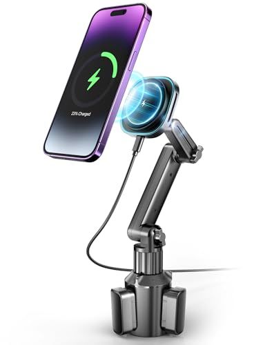 カップホルダー用スマホホルダー MagSafe対応ワイヤレス充電器 磁気式スマホホルダー 車載充電器 ワイヤレス充電器 iPhone 16/16 Pro/16 Pro Max、Galaxy 用ファストチャージ ブラックas 37576130