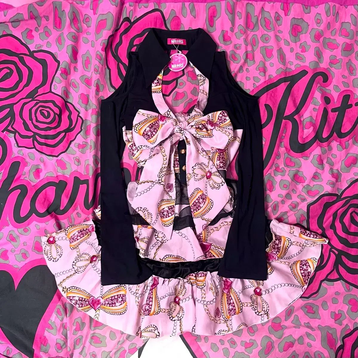 MA*RSマズ BLACKPINK Perfume リボン セットアップ 姫 姉ギャル ピン必須アイテム 日本 ヴィンテージ