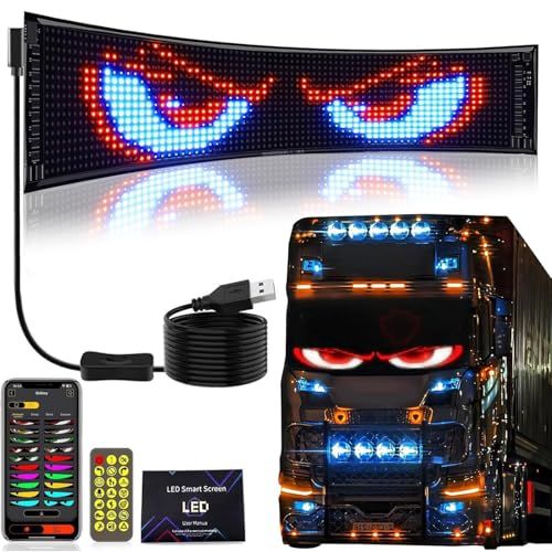 デビルアイ ライト 車用デビルアイライト 車 デビルアイ ライト 電光掲示板 led マトリックス デビルアイ トラック 柔軟 折りたたみ式 軽量 防水 車載 店舗 看板 多言語?示 流れる 点滅 編集可能なパターン & テキスト 多機能装飾 6db36f3a