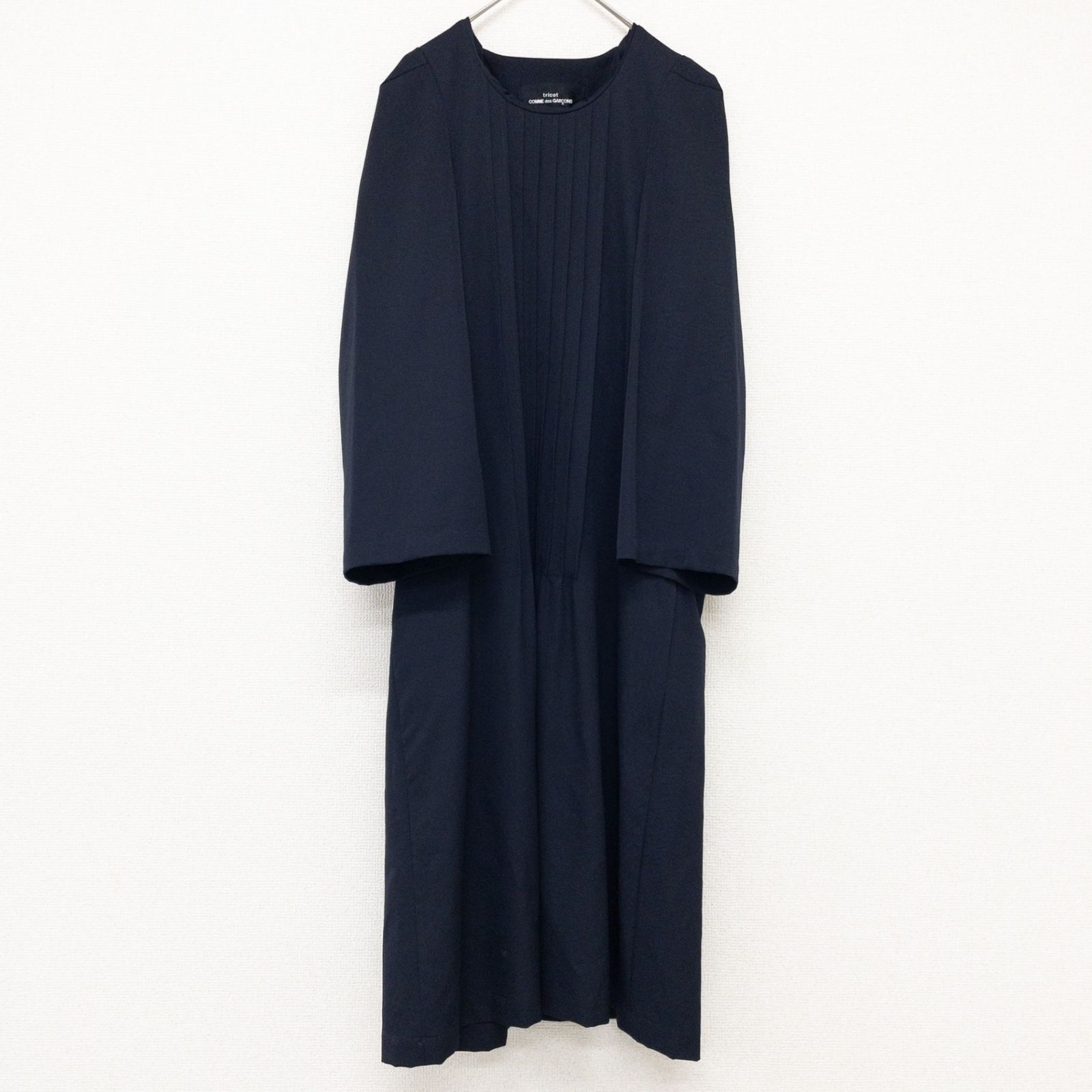 tricot COMME des GARCONS トリコ コムデギャルソン ロングワンピース プリーツ アーカイブ ヴィンテージ 90sウール ネイビー 日本製 レディース b01626