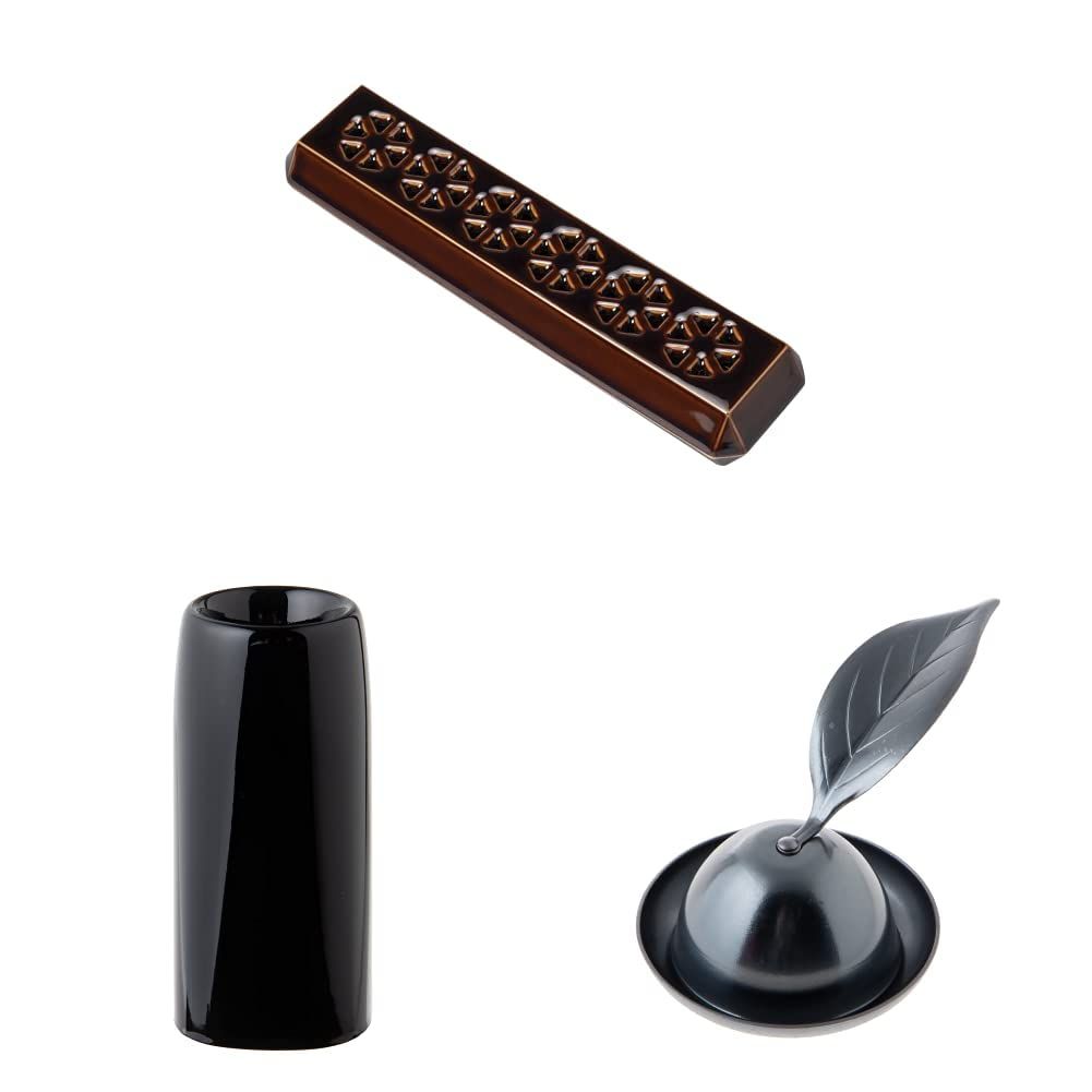 新着商品 【仏具セット】寝かせる線香皿+線香差し+ろうそく消し 仏壇用品・仏具小物 ミニサイズ仏具 お香立てカラー:アメ釉 大 線香差しカラー:黒 大 ろうそく消しカラー: イブシ サンメニー