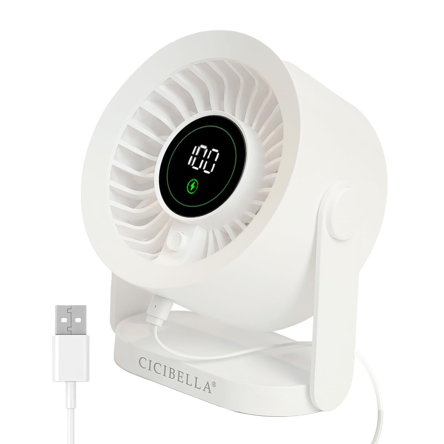 卓上扇風機 小型 USB給電式 DCモーター搭載 【静音設計＆100段階風量調整】 サーキュレーター デスクファン 無段階風量調整 タイプC給電 液晶ディスプレイ付き 扇風機 卓上ファン 角度調整可能 コンパクト オフィス 書斎用as 2e41ccec
