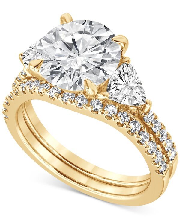 バッジェリーミシュカ レディース アクセサリー リング Badgley Mischka Certified Lab Grown Diamond Round Three Stone Bridal Set 414 ctw in 14k Yellow Gold イエ