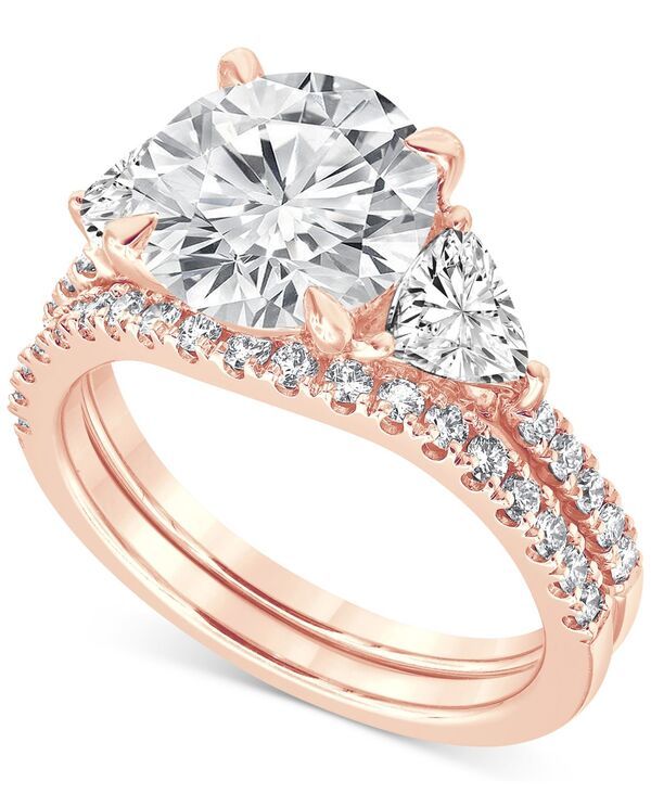 バッジェリーミシュカ レディース アクセサリー リング Badgley Mischka Certified Lab Grown Diamond Round Three Stone Bridal Set 414 ctw in 14k Rose Gold ゴールド