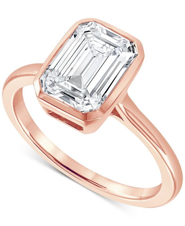 バッジェリーミシュカ レディース アクセサリー リング Badgley Mischka Certified Lab Grown Diamond EmeraldCut Bezel Solitairengagement Ring 3 ctw in 14k Rose