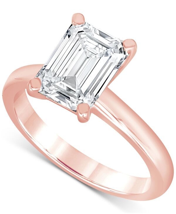 バッジェリーミシュカ レディース アクセサリー リング Badgley Mischka Certified Lab Grown Diamond EmeraldCut Solitairengagement Ring 4 ctw in 14k Rose Gold