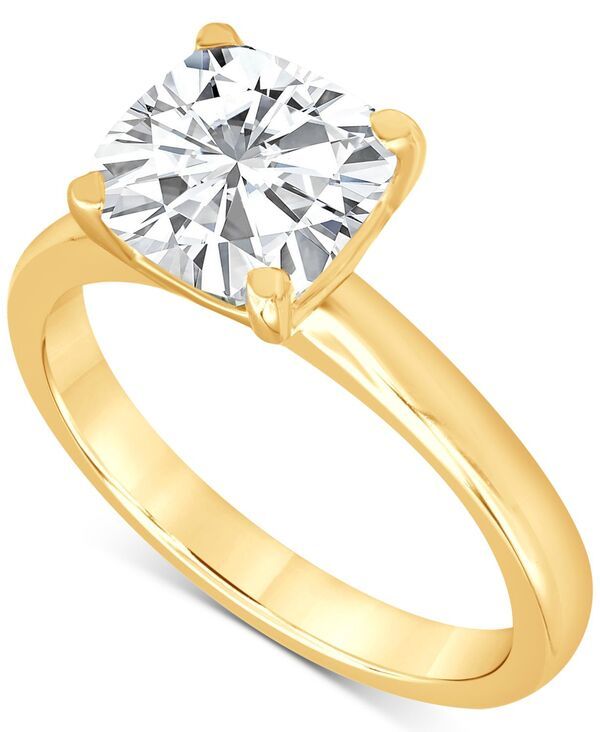 バッジェリーミシュカ レディース アクセサリー リング Badgley Mischka Certified Lab Grown CushionCut Diamond Solitairengagement Ring 3 ctw in 14k Yellow Gol