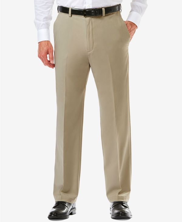 ハガー メンズ ボトムス カジュアルパンツ パンツ Haggar Mens Cool 18 PROreg ClassicFit Expandable Waist Flat Front Stretch Dress Pants Khaki カーキ