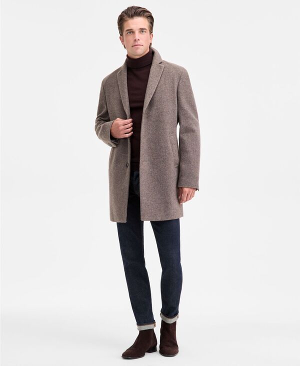 カルバンクライン メンズ アウター ジャケット・ブルゾン スリムフィット ウール コート Calvin Klein Mens Prosper WoolBlend Slim Fit Overcoat Brown ブラウン