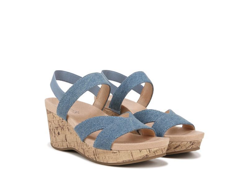 ライフストライド レディース シューズ サンダル LifeStride Danita Strappy Wedge Sandals Denim Blue デニム