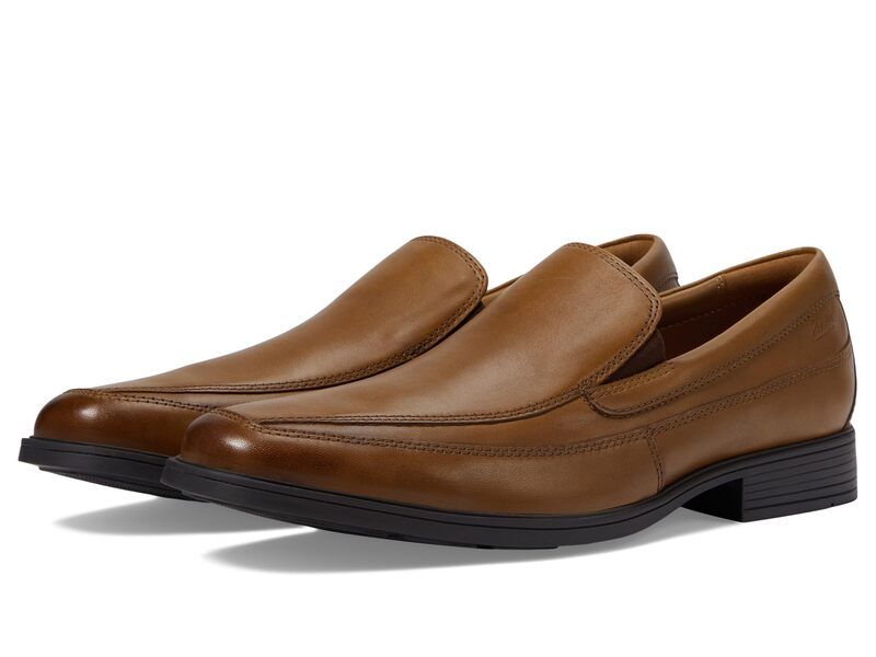 クラークス メンズ シューズ スリッポン・ローファー Clarks Tilden Free Dark Tan Leathe タン